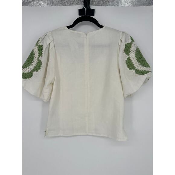 Anna Cate Mila Puff Crochet Sleeve Blouse - Picture 5 of 6